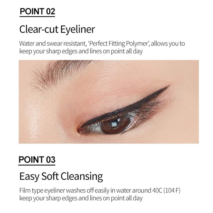 ETUDE Drawing Show Brush Eyeliner, Korean liquid eyeliner, Soft Pen Type, Clear-Cut Soft Brush, Precise Tip, Long-Lasting, Waterproof, Easy Clean, Korean Makeup, Beauty, Black (0.021 Ounce)