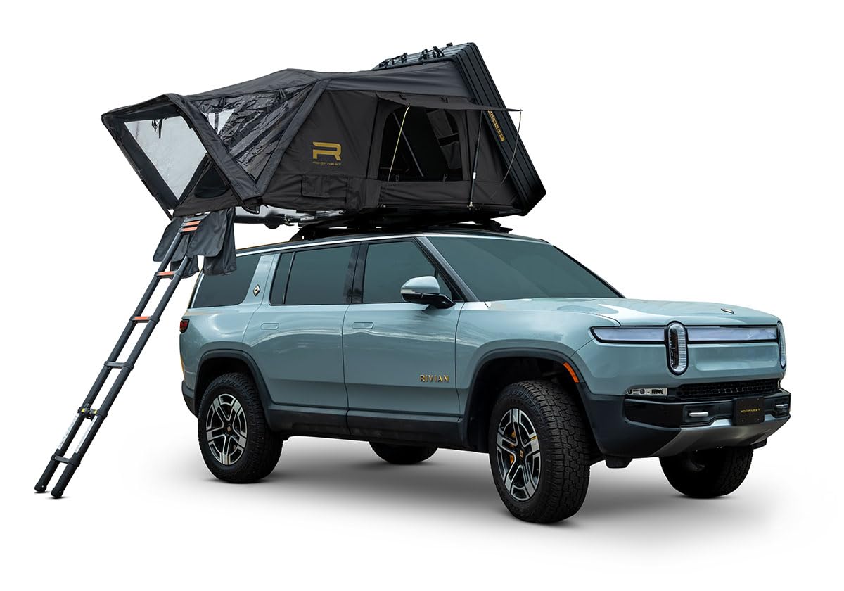 Condor Overland 2 Air Aluminum Hard Shell Rooftop Tent – Overland & Off Road Roof Top Tent for Truck & SUV Camping, 4 Season Waterproof Pop Up Tent with Air Mattress & Universal Mount