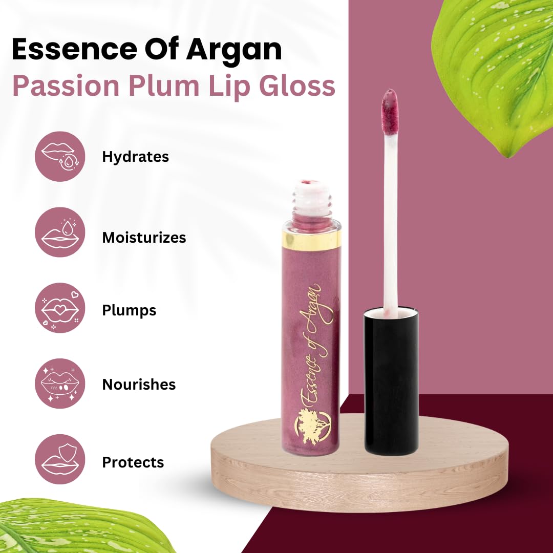 Essence Of Argan Passion Plum Lip Gloss with Moroccan Argan Oil to Moisturize and Plump your Lips - Lip Care to Eliminate Drynes