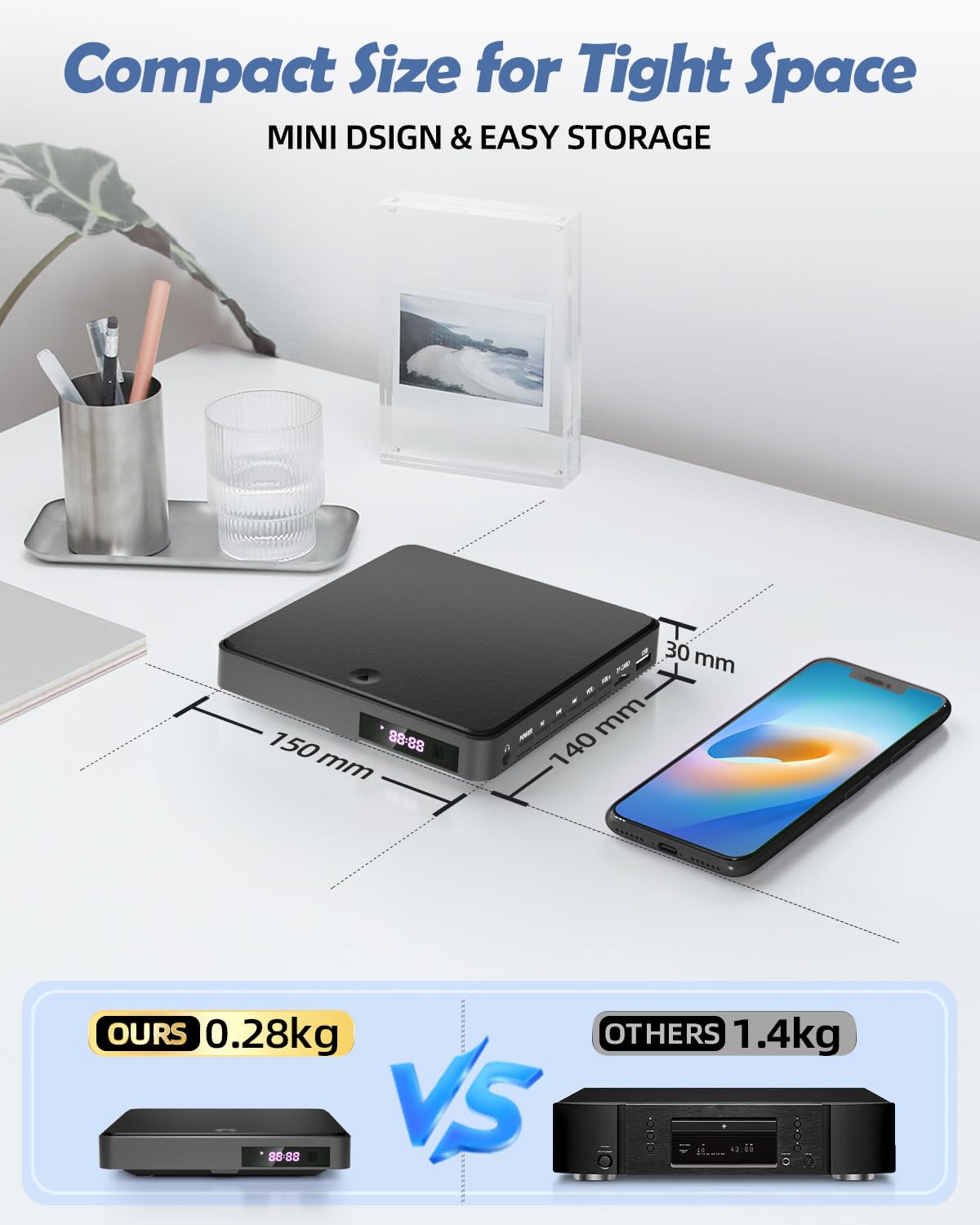Arafuna Dvd Players For Tv Hdmi Small Dvd Player With All Region Free, 1080P Hd Mini Dvd Player For Smart Tv Support Cd/Dvd Usb/