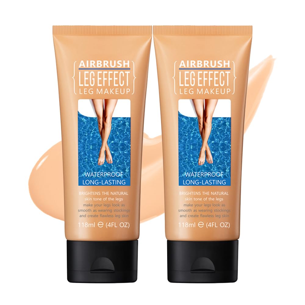 2Pcs Leg Effect Waterproof Makeup, Long-Lasting, Natural Leg Coverage, Body Foundation to Cover Vein, Tattoo and Flaw (02#Medium