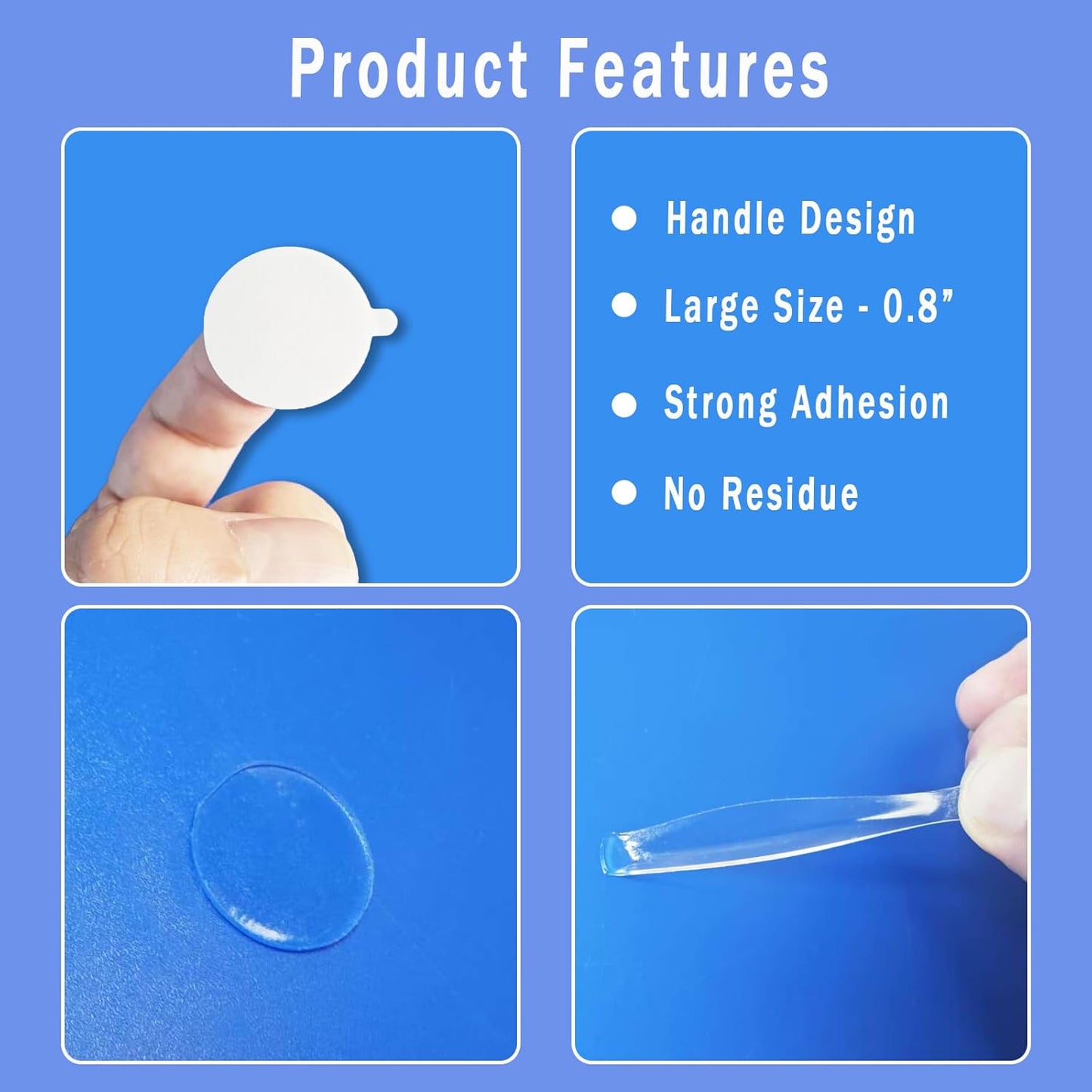 Double Sided Sticky Dots with Pull Tab, 0.79" Adhesive Sticky Tack Tape, Clear Museum Putty Sticky Glue for Wall Hanging, Crafts, Balloons, Poster, Decorations No Residue, 126 Dots