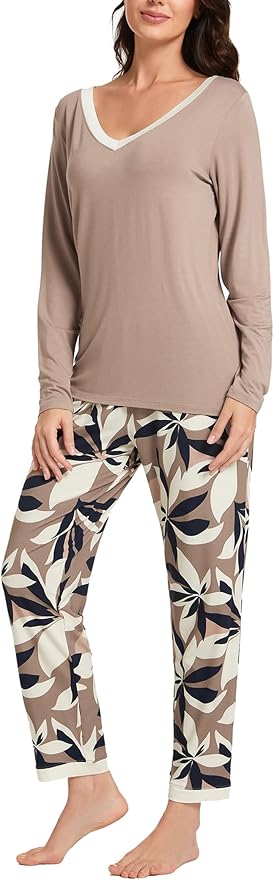 GYS Viscose from Bamboo Women's Pajama Sets Super Soft Long Sleeve Sleepwear Comfy Winter Pjs Sets S-4X
