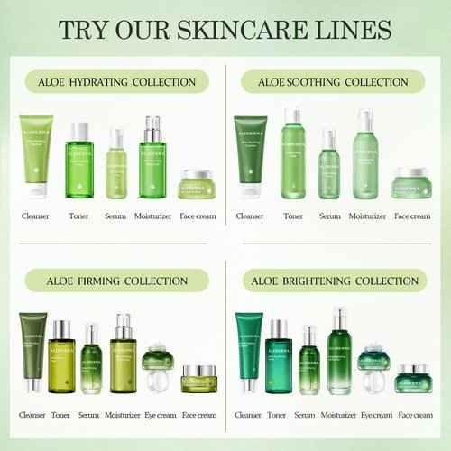 Aloderma Signature Aloe Brightening Set - 5 Pieces - Gel, Cleanser, Toner, Serum, Cream