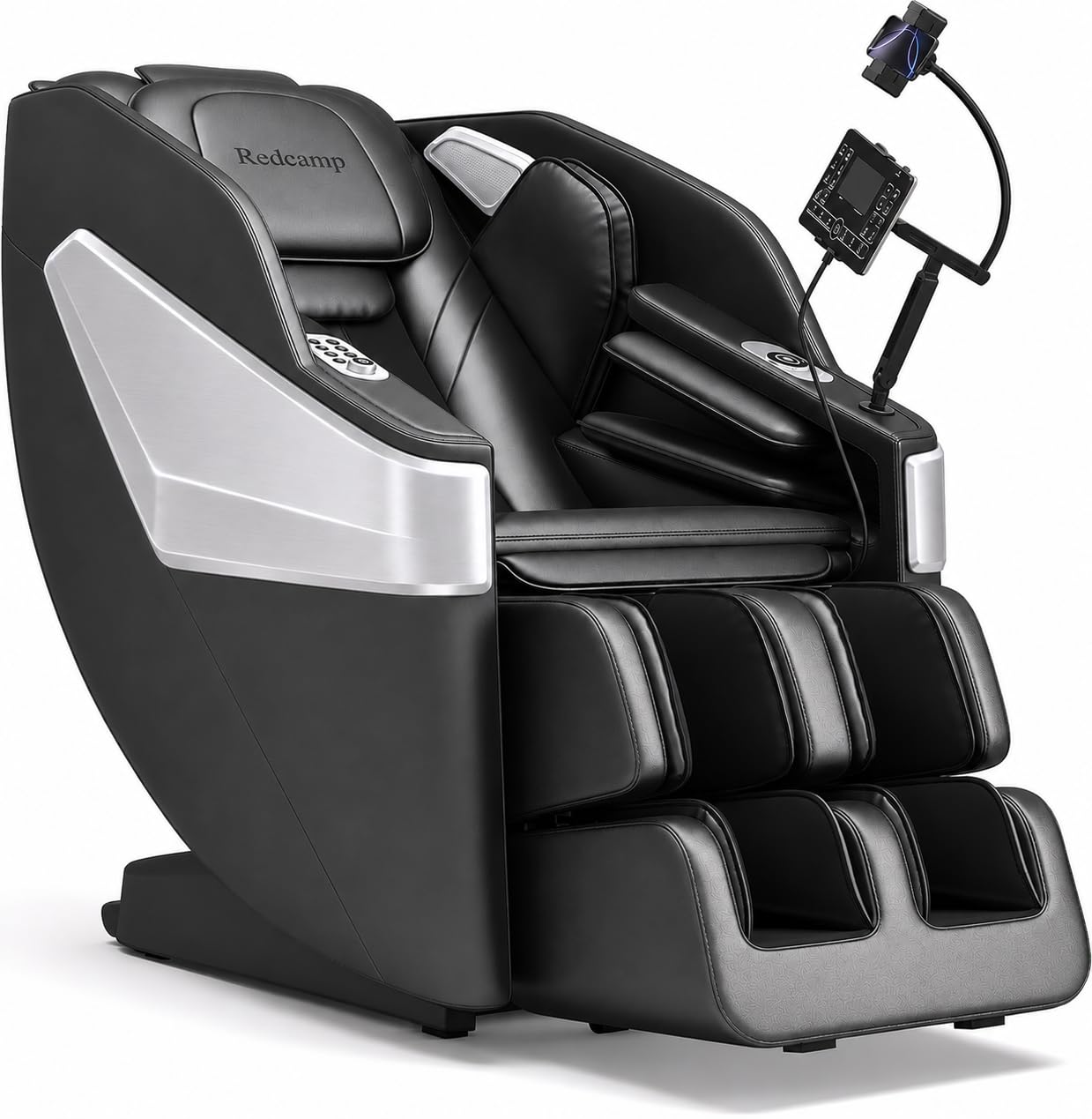 Redcamp Massage Chair Full Body: Zero Gravity with SL Track, 3D Robot Hands, Heat, Airbag Massage, Foot Roller, Bluetooth, Body Scan, LED Remote, Wireless Phone Charging,Black