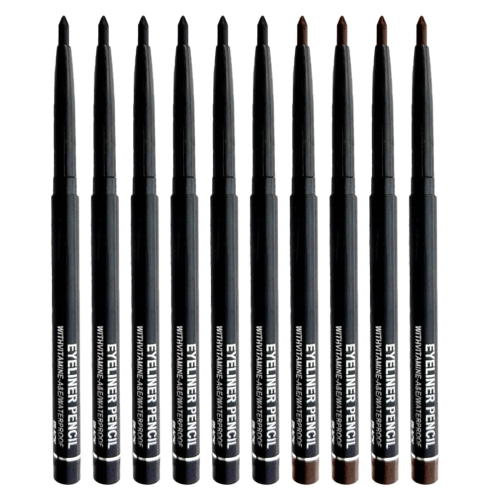 10PCS Black Automatic Waterproof Inner Eyeliner, Eyeshadow & Eyebrow Pencil - Multi-Use Cream Pen for Liner, Shadow & Brows