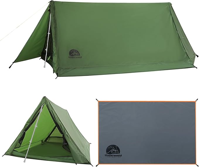 2 Person Trekking Pole Tent for 4-Season & 2 Person Tent Footprint Grey