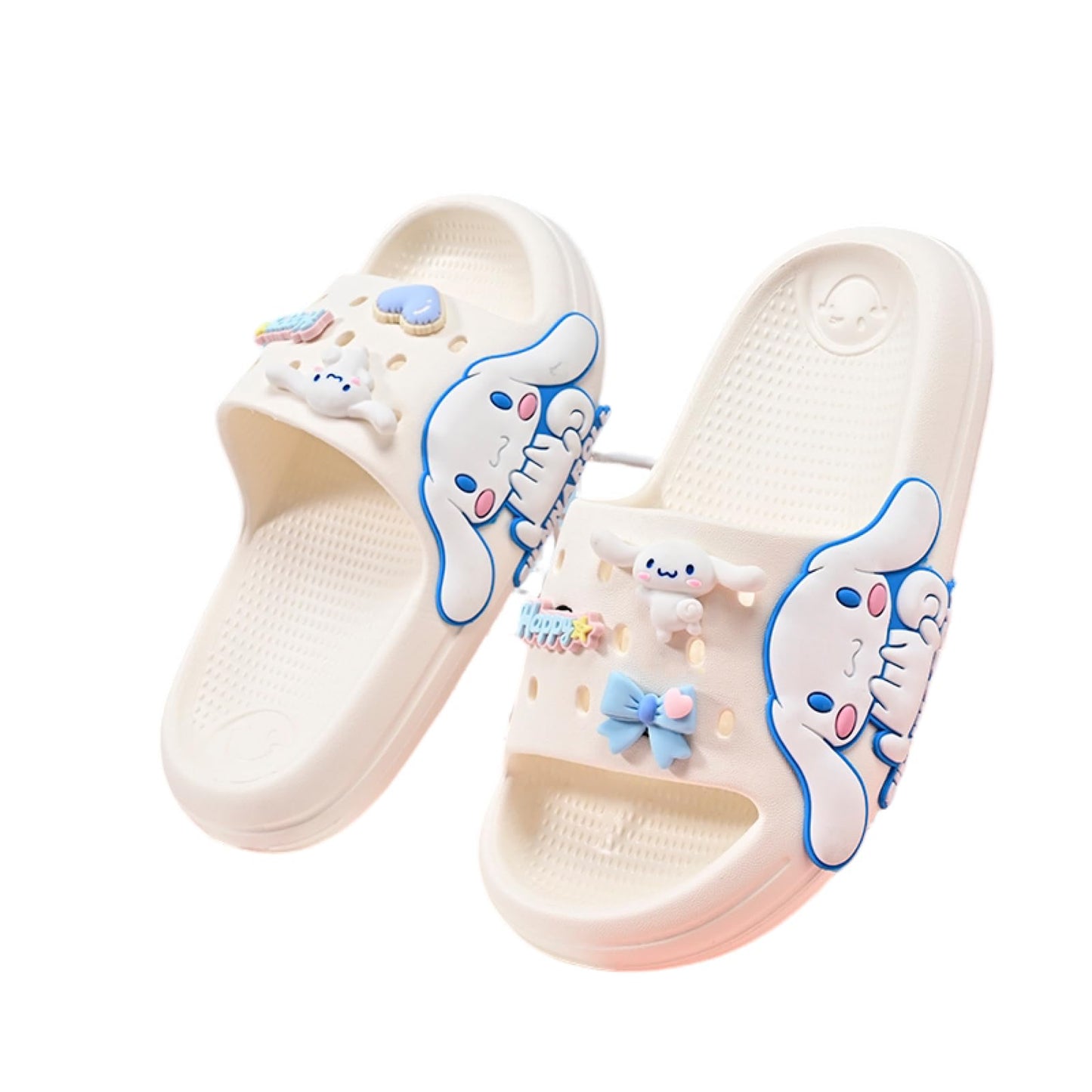 Girls Slippers Cute Cartoon Slides Lightweight Non-Slip Sandals Quick-Drying Shower Slides Shoes for Beach Swimming Pool Home, Big Kid 2-3 (White)