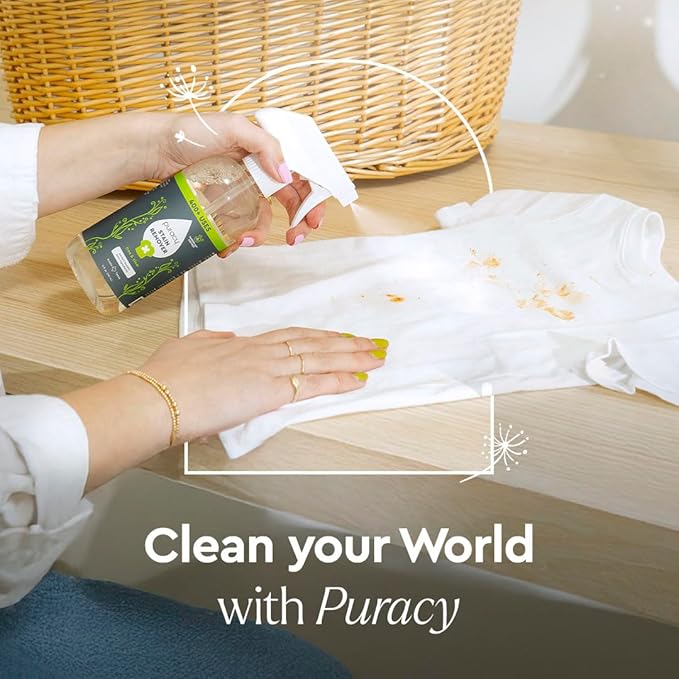 Puracy Stain Remover, Natural Travel and Laundry Stain Cleaner for Clothes, Baby Essentials, Kids Stains, Oil and Fabric Spot Cleaner, Unscented (Stain Remover Spray, 4 fl oz)