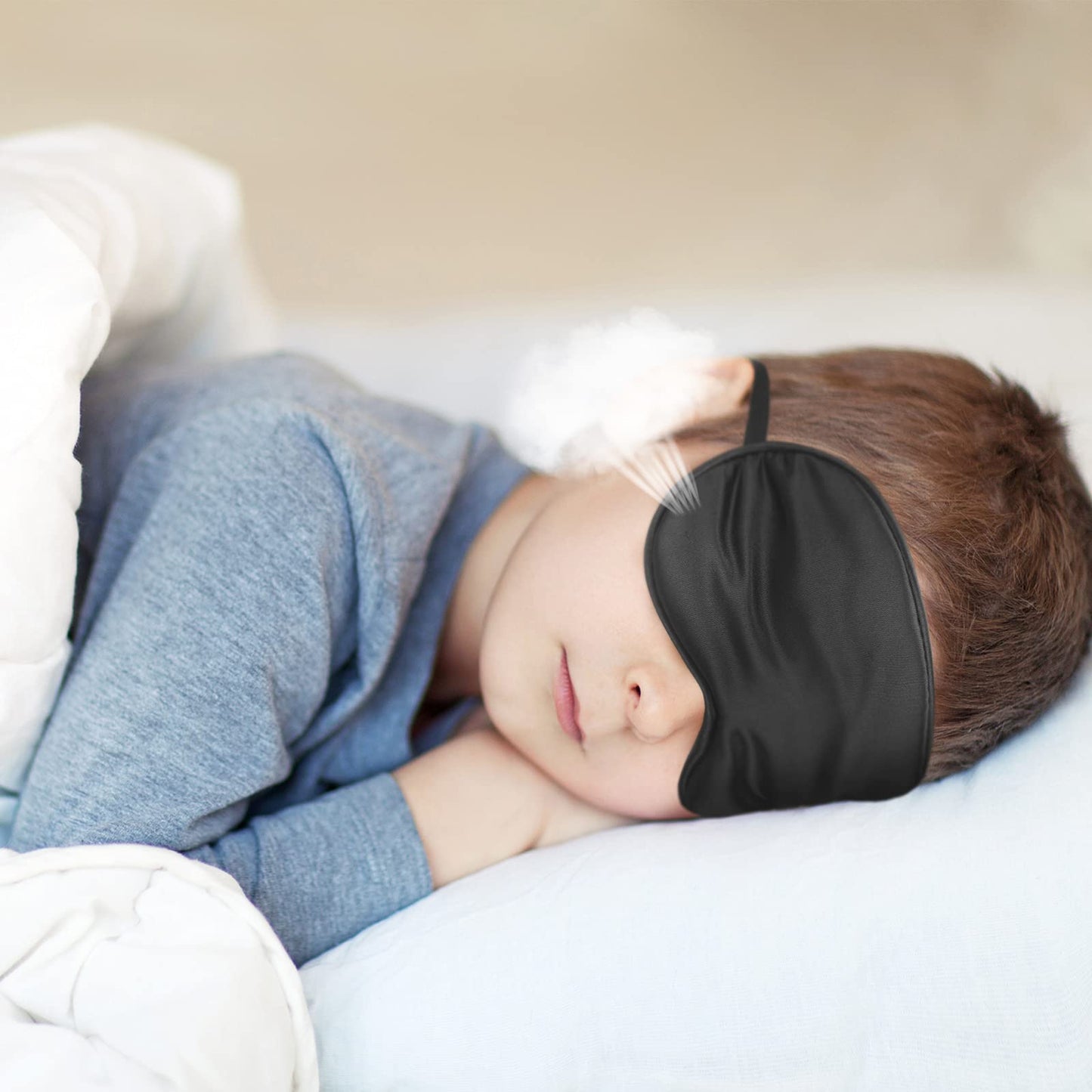 Sintege 4 Pcs Silk Eye Mask for Sleeping Kids Soft Eye Cover with Adjustable Strap Blindfold for Kids Boys Girls Christmas Travel Gift Nap Shade Blocking Light(Black, Gray, Blue, Green)