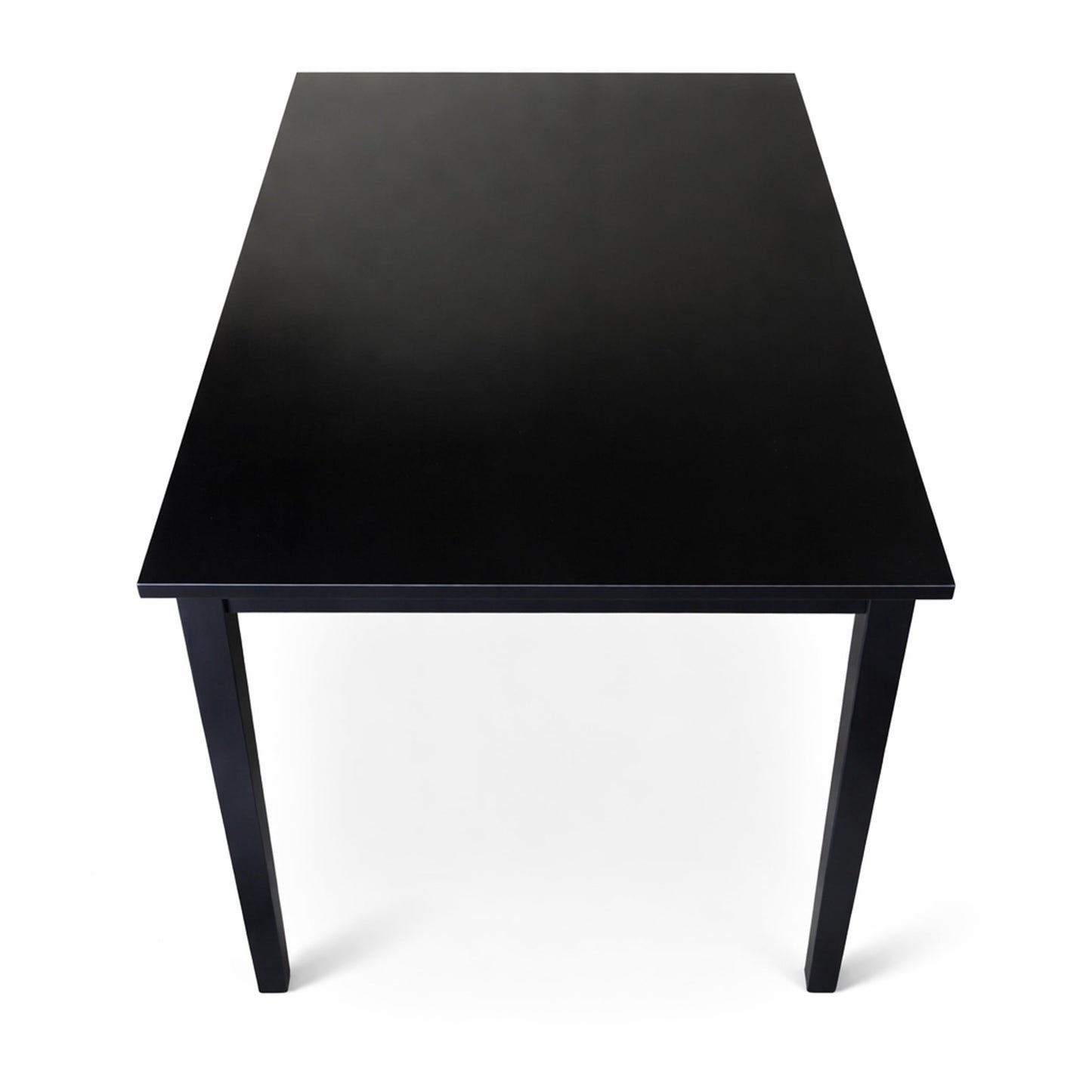 Modern 43.3 Inch Rectangular Dining Table, Black Finish Solid Rubberwood