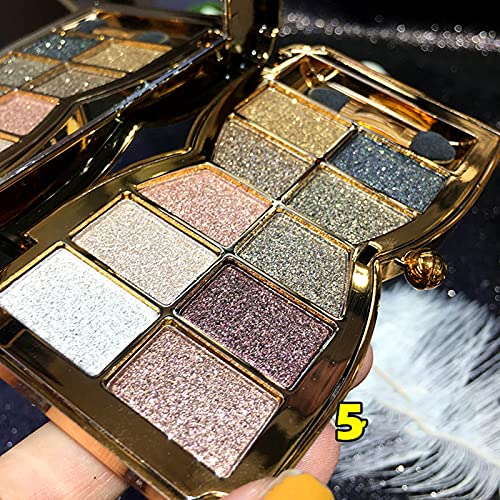 Glitter Eyeshadow Palette, 10 Colors Sparkle Shimmer & Matte Eye Shadow Highly Pigmented Waterproof Long Lasting Makeup Se...