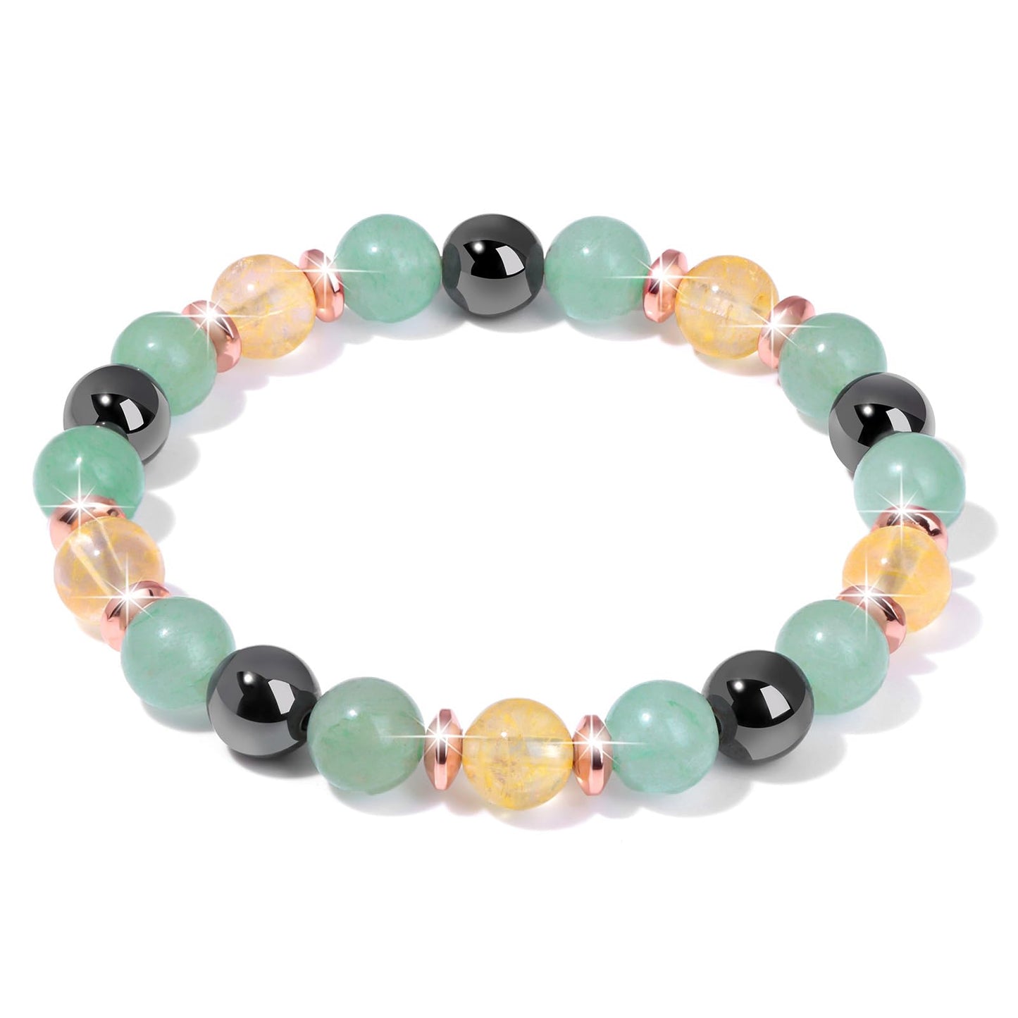 GolbalJew Bracelet for Women Beaded Bracelets Anxiety Healing Crystal Stretch Bracelet Chakra Natural Gemstone Lava Rock Rose Qu
