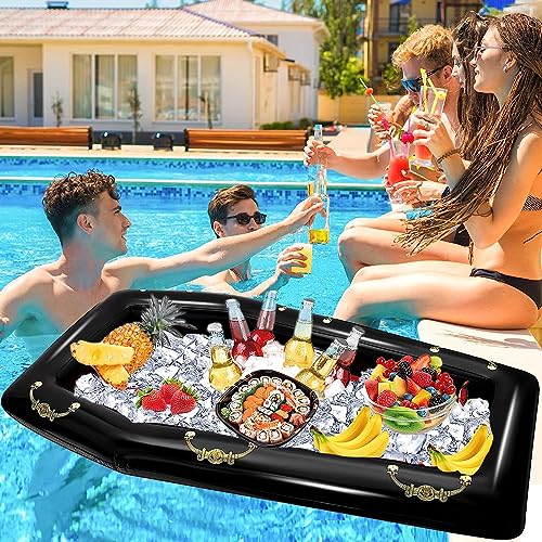 52Inch Inflatable Coffin Cooler Coffin Pool Float Inflatable Ice Chest Buffet Cooler Drink Beverage for Halloween Party Sp...