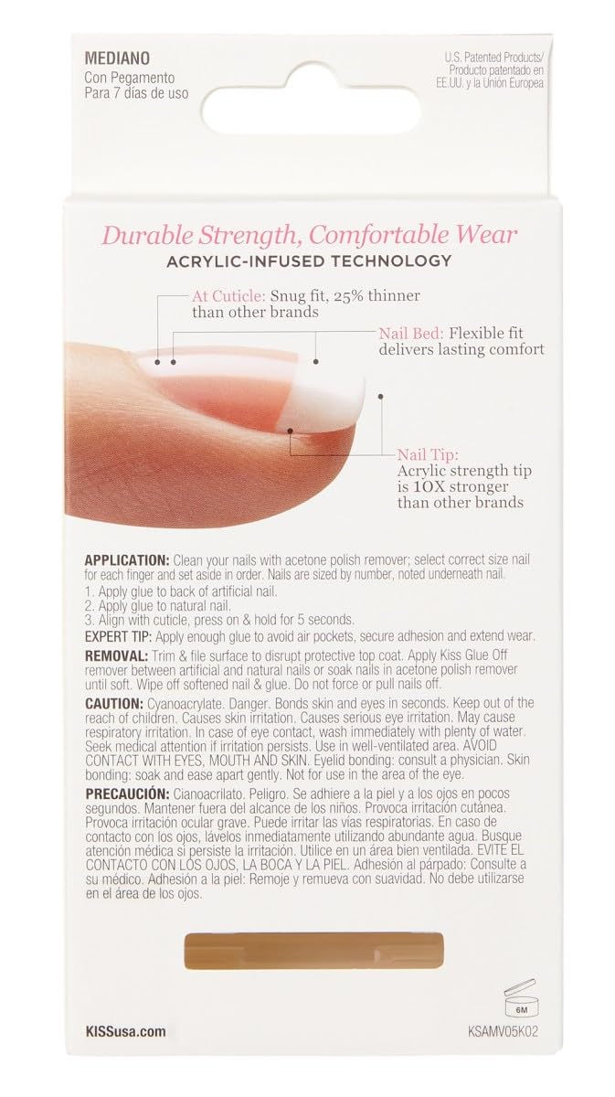 Kiss Salon Acrylic French 28 Count Medium Length Tapered (Pack of 3)