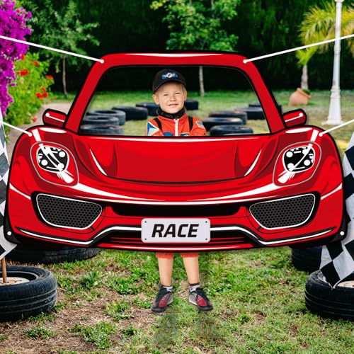 Racing Car Birthday Party Decorations Race Car Themed Photo Booth Props Racing Fabric Party Photography Backdrop Banner fo...