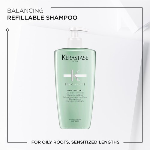 Kerastase Specifique Balancing Shampoo For Oily Scalp & Hair - Cleanses Oil From Roots and Hydrates Dry Hair Ends, 16.9 Fl Oz