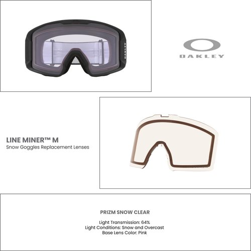 Oakley Line Miner Medium Prizm Clear REPLACEMENT LENSES AOO7070ILS Ski Goggles For Men For Women + Bundle Microfiber Pouch