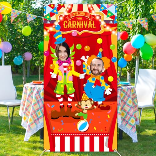 Carnival Circus Party Decorations Carnival Photo Booth Props Circus Theme Photo Door Banner Clown Joker Large Photo Backdr...