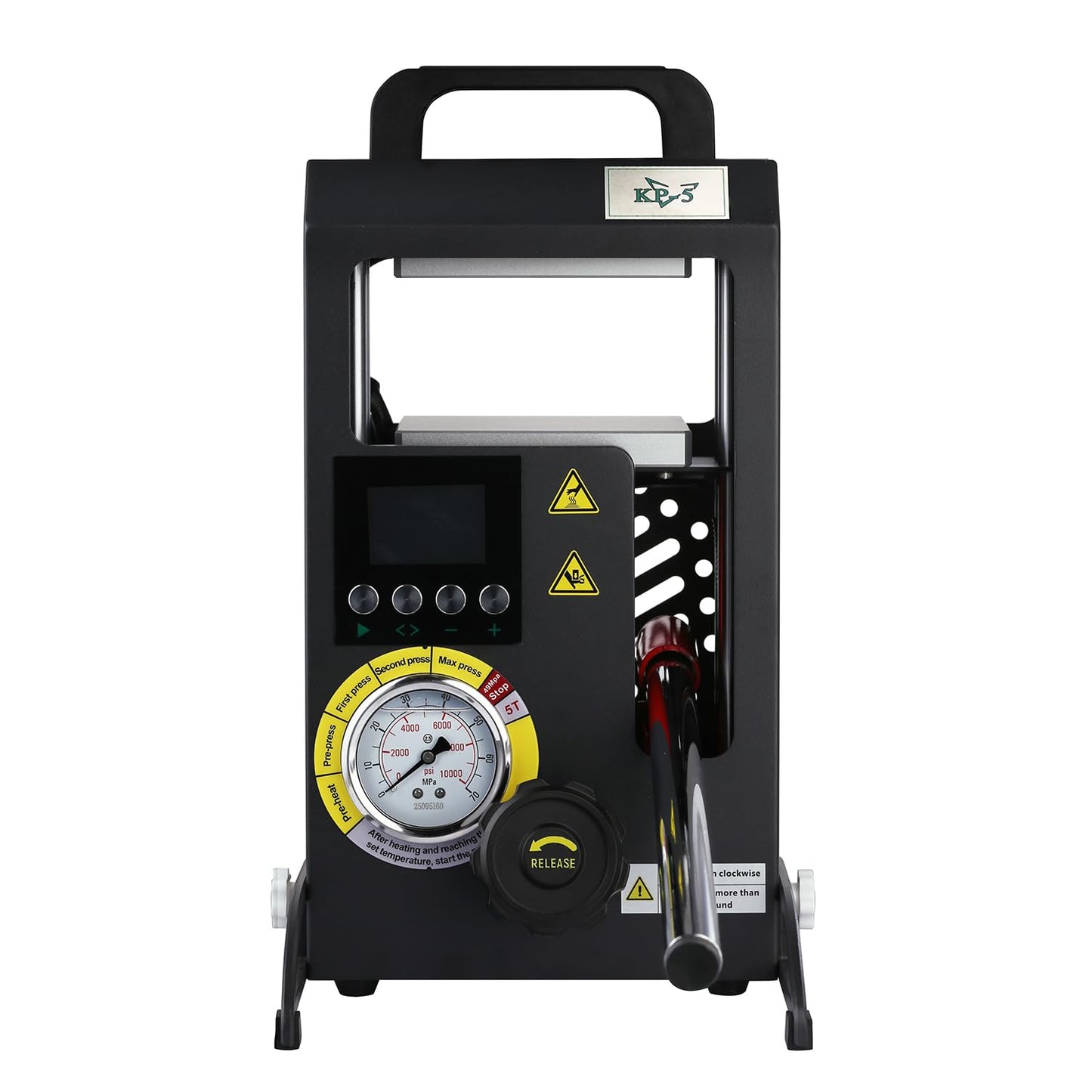 5 Tons Heat Press Machine with 4.7" X 4.1" Dual Heated Plates Manual Press with LCD Digital Display Screen & Precise Pressure Gauge 110V/220V
