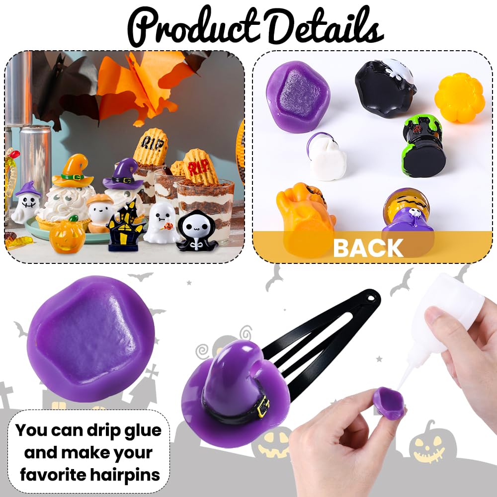 DIYDEC 32pcs Halloween Mini Resin Figures 32 Styles Tiny Resin Animals Little Small Figures to Hide Pumpkin Ghost Skull Miniatures Bulk for Halloween Party Favors Bag Fillers Garden Dollhouse Decor
