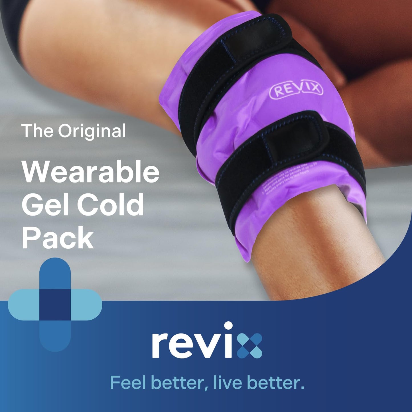 REVIX Knee Ice Pack for Injuries Reusable, Gel Ice Wrap with Cold Compress Therapy for Swelling, Bruises, Injuries, Arthritis, Hands-Free Application