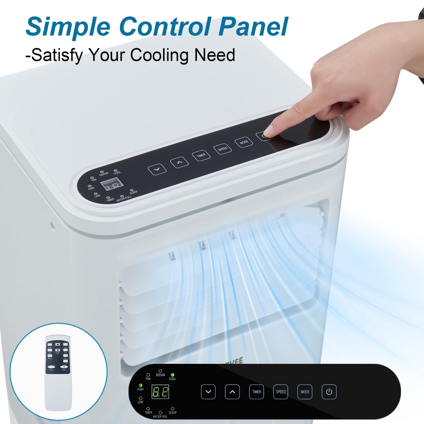 Garvee 10000BTU Portable Air Conditioner 3 in 1, Quiet AC Unit with Fan & Dehumidifier Up to 450 sq.ft, Dehumidifier & Fan, LED Display, Remote, Window Kit, for Bedroom/Office/Dorms/Apartment