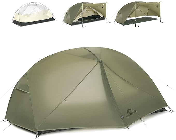 Naturehike 2025 Mongar Pro Camping Tent, 1-3 Person Ultralight Backpacking Tent, 20D Nylon 3 Season Waterproof Mongar 2 Pe...