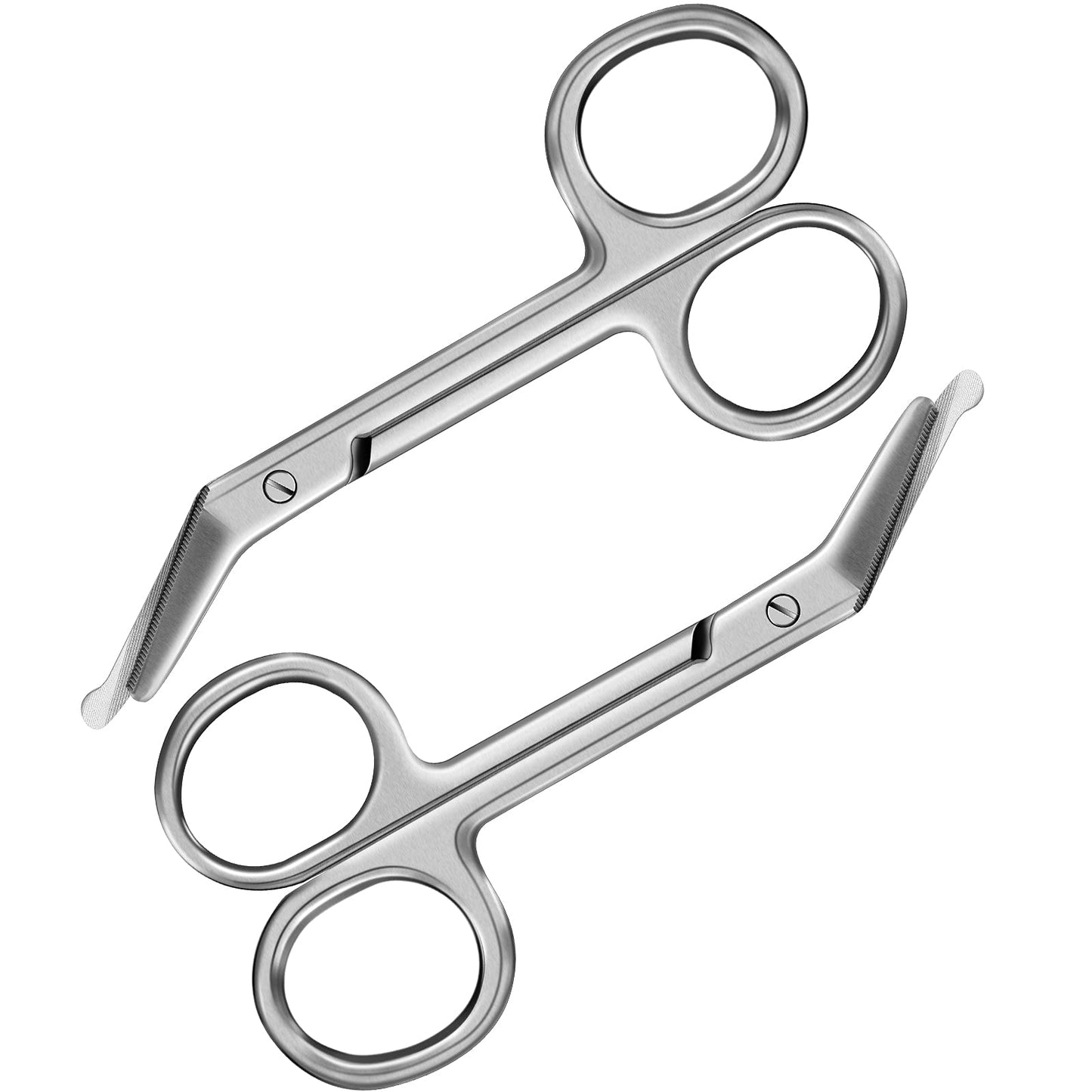 Zhehao 2 Pieces Ostomy Scissors Stainless Steel Bandage Surgical Medical Scissors for Doctors, Nurses, Veterinary Home Nursing, 4.3 x 2.1 Inch, Curved (Silver)
