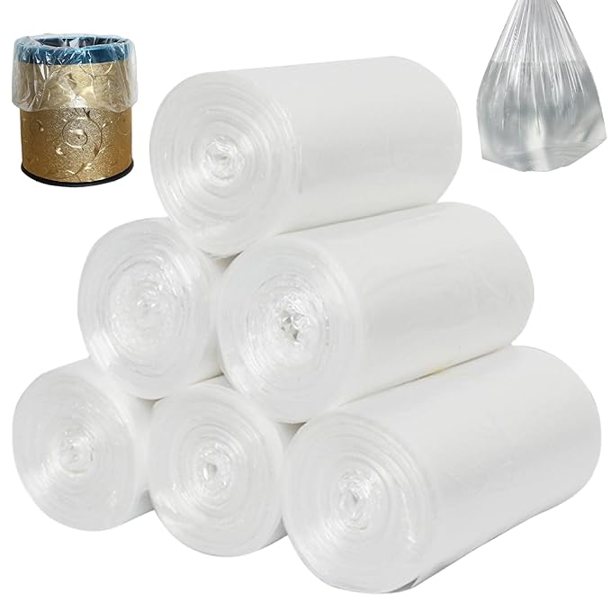 6 Rolls Trash Bags, Disposable Small Garbage Bags Leak-Resistant Plastic Trash Lining for Office, Waste Basket Liner