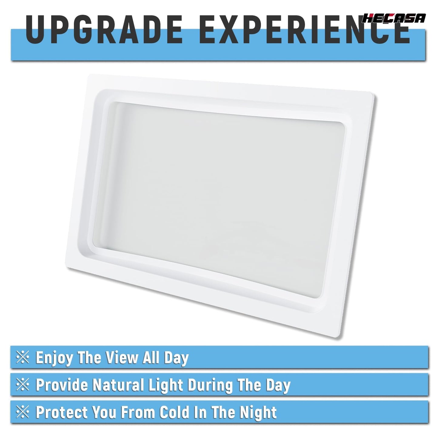 HECASA RV Skylight Inner Dome for 14" x 22" Opening Bathroom Skylight Replacement Cover w/Clear Window White Plastic