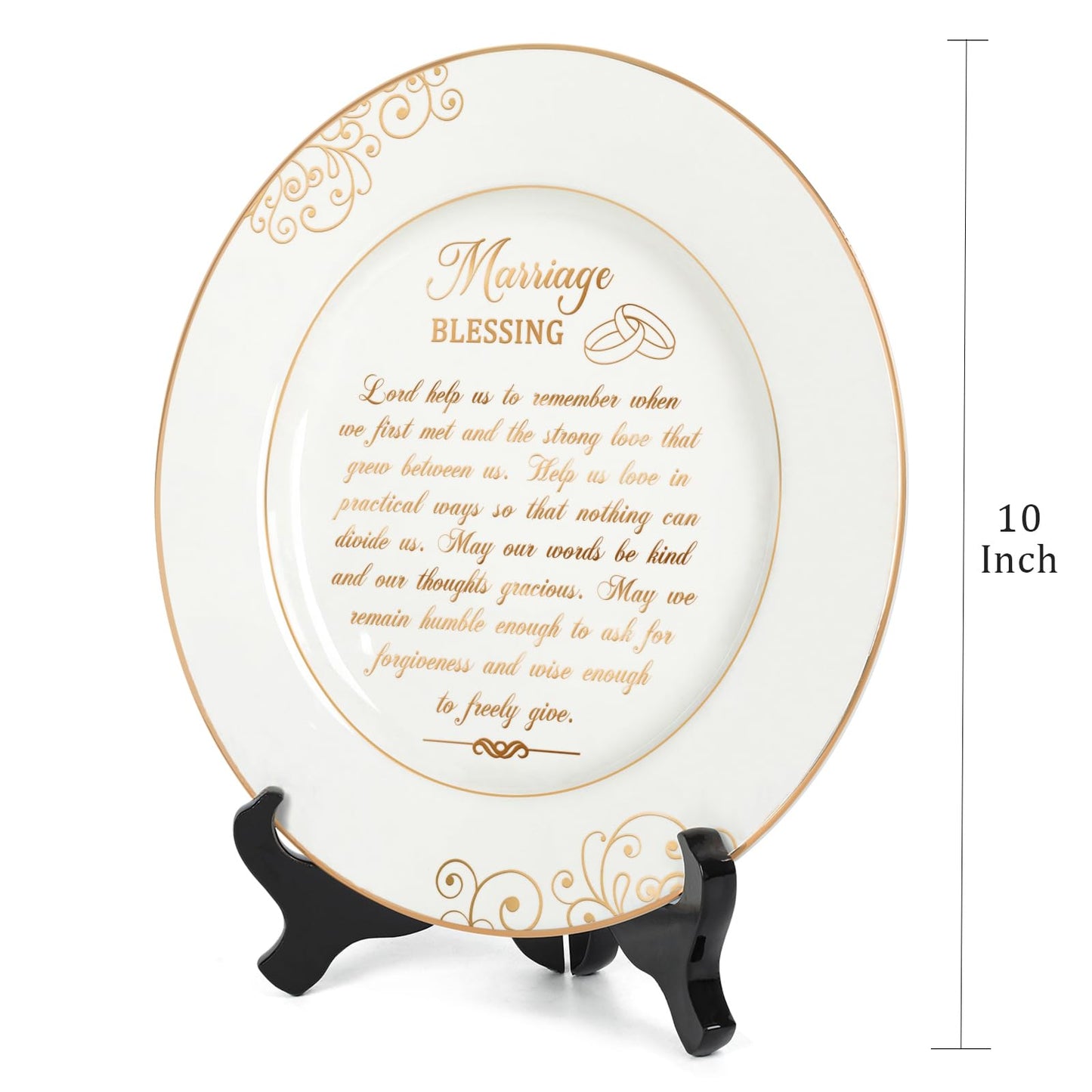 Urllinz Anniversary Wedding Gifts for Couples 2025 - Marriage Blessing Plate with 24k Gold Foil Decorations, Engagement Bridal Shower Birthday Gifts for Wife Husband, Ceramic 9"