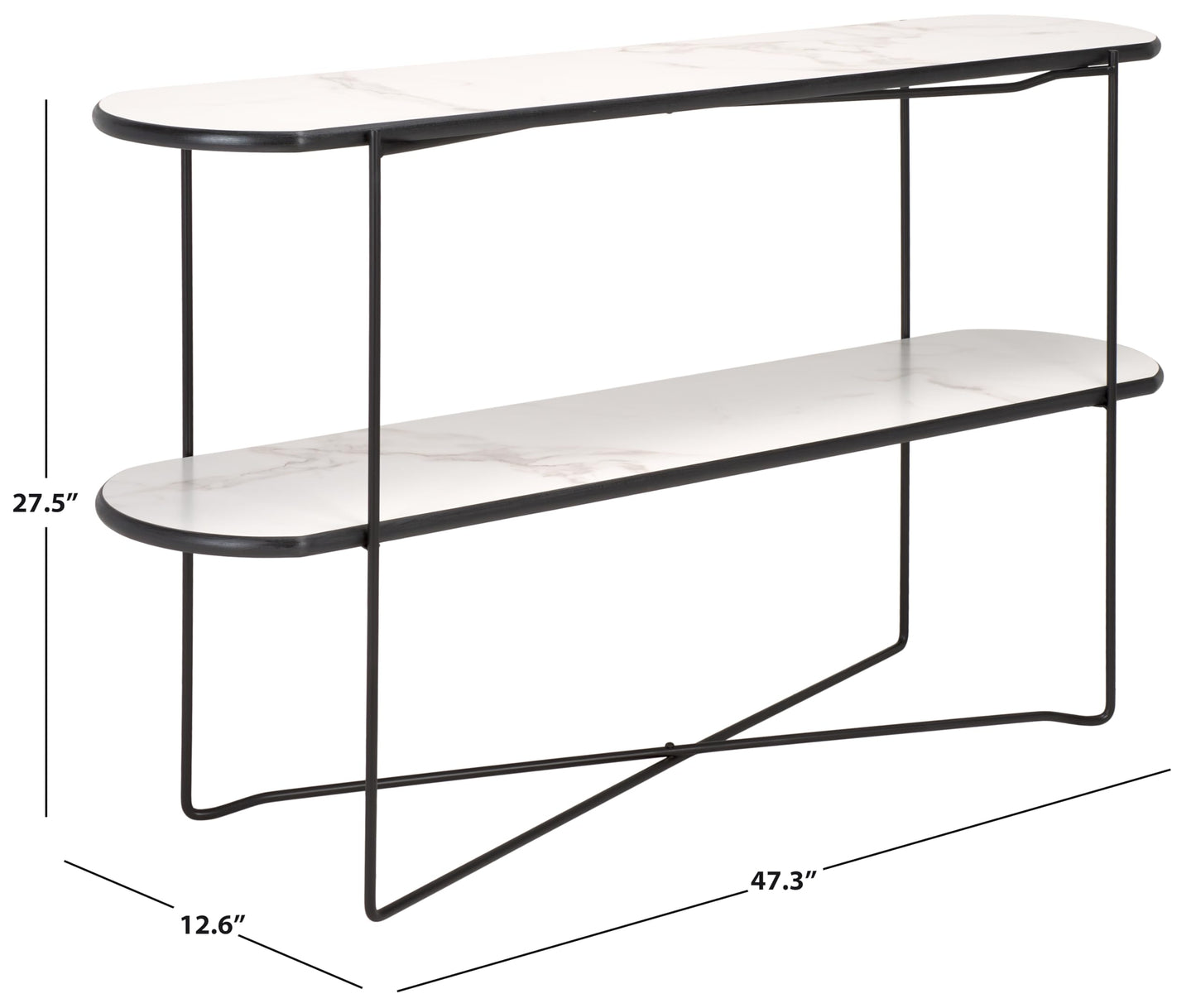 SAFAVIEH Home Collection Marlee White Faux Marble/Black Lower Shelf Oval Top Console Table for Living Room Foyer Bedroom Hallway Entryway Office