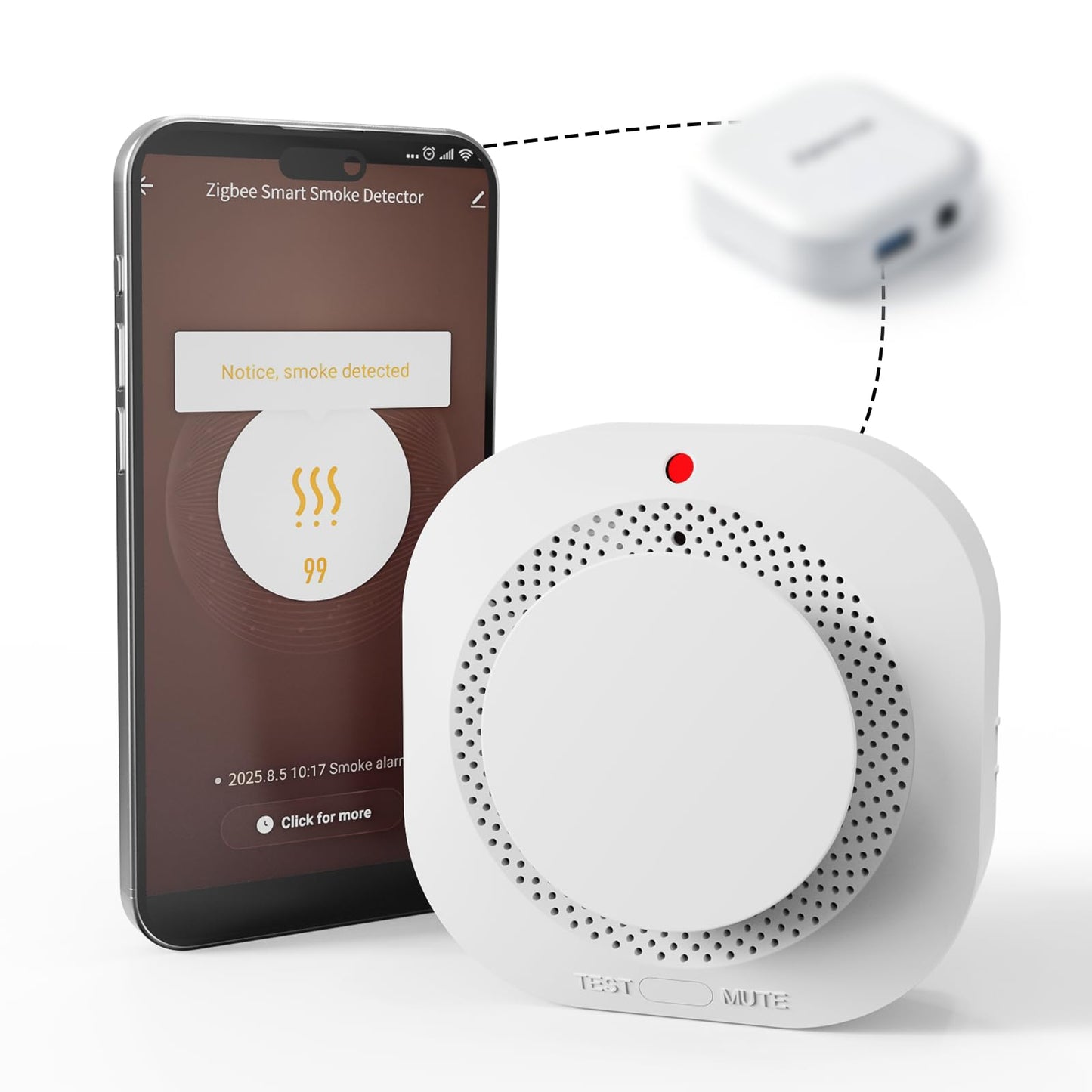 WARROXIDE ZIGBEE Smoke Detectors for Home,Photoelectric Fire Alarms Battery Powered,Portable Smoke Alarm with Test/Mute Button(ONLY Work with TUYA Gateway,1 PCS(NOT Included Battery)