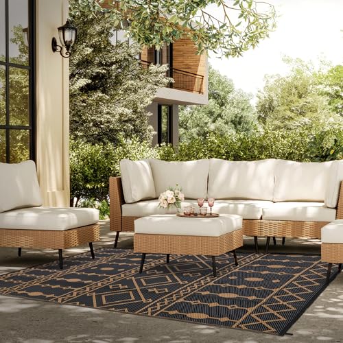 Outdoor Rug, Outdoor Plastic Mat, Picnic Reversible Rug, Patio Mat, Plastic Woven Outdoor Carpet, for Garden Patio Backyar...