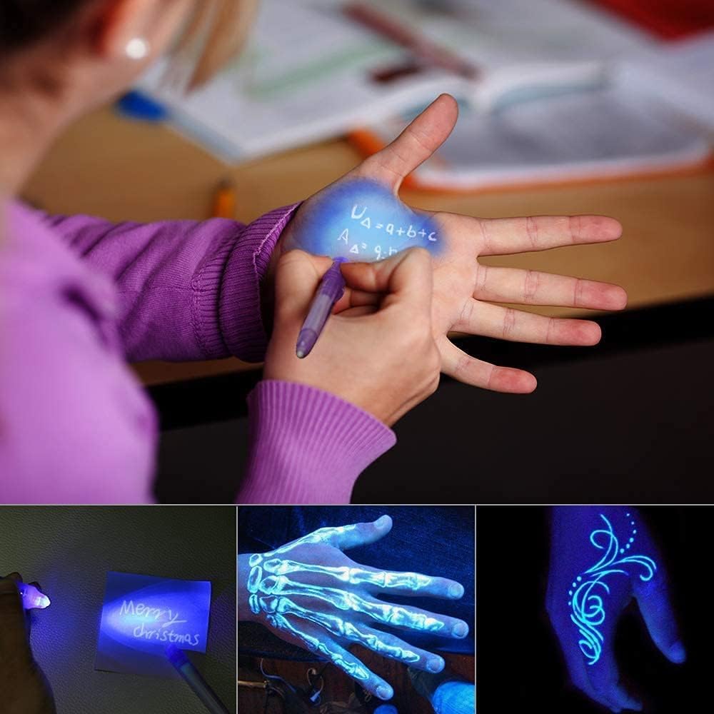 DazSpirit 36PCS Invisible Ink Pens with UV Light, Spy Pens with Animal Cards & Goodie Bags, Party Favors for Kids 8-12, Classroom Prizes, Stocking Stuffers