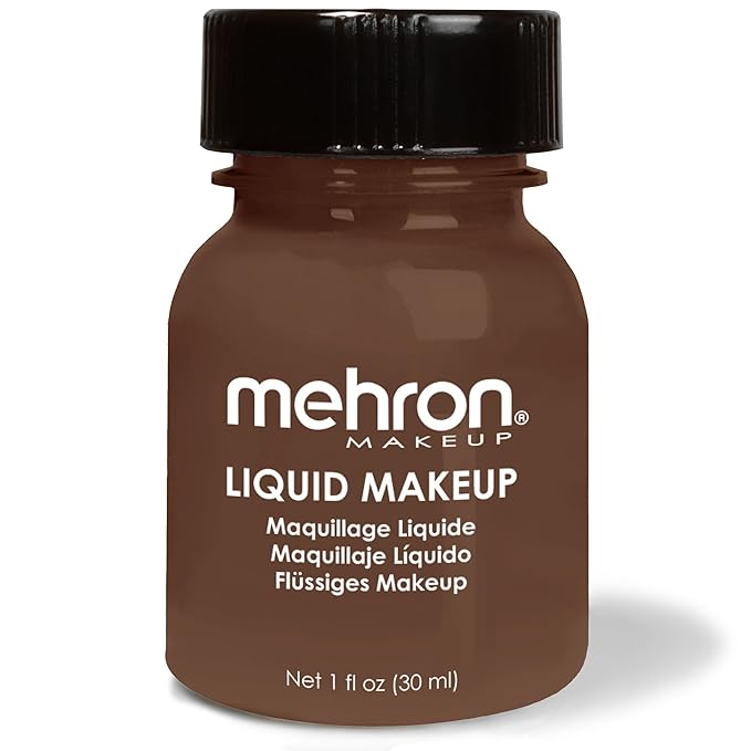 Mehron Makeup Liquid Makeup | Face Paint and Body Paint Perfect for Halloween, Cosplay I Air Brush Compatible Body Paint (1 oz) (Sable Brown)