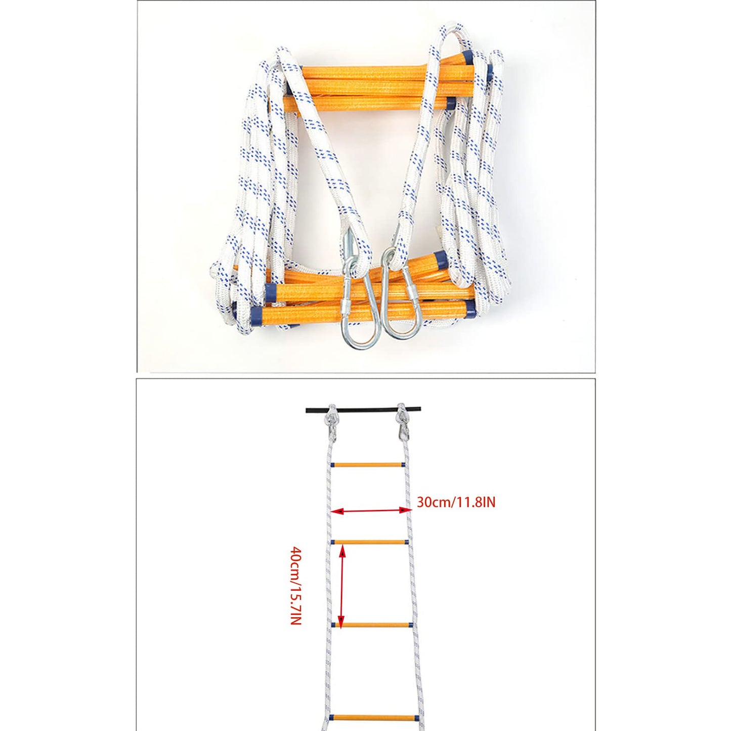 13ft Fire Escape Rope Ladder Emergency Fire Ladders Fire Escape Ladder for 2 Story