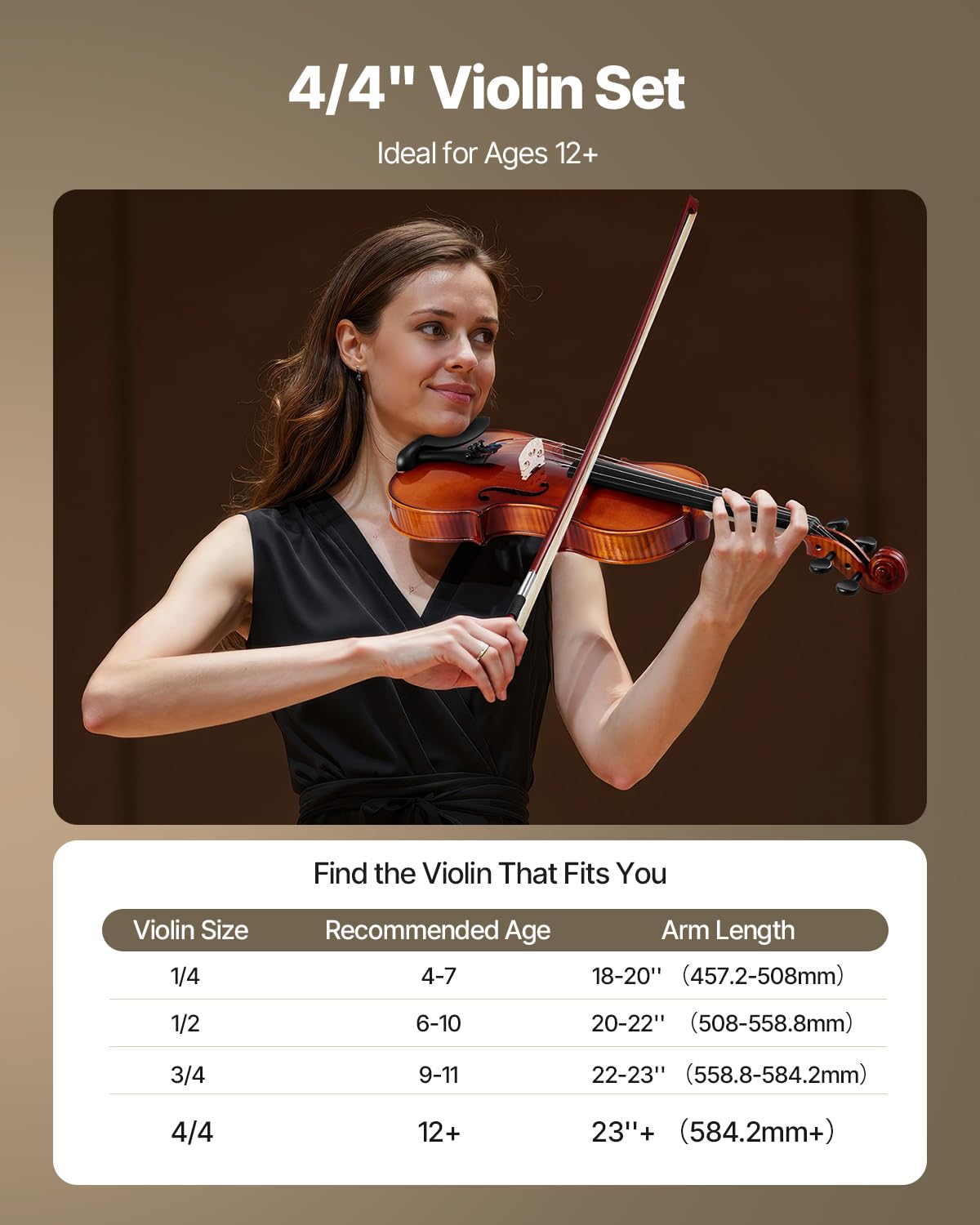 Vevor Violin 4/4 Full Size For Adults, Violin Fiddle Set For Beginners Student With Hard Case,Rosin, Bow,Shoulder Rest,Bridge,Ex