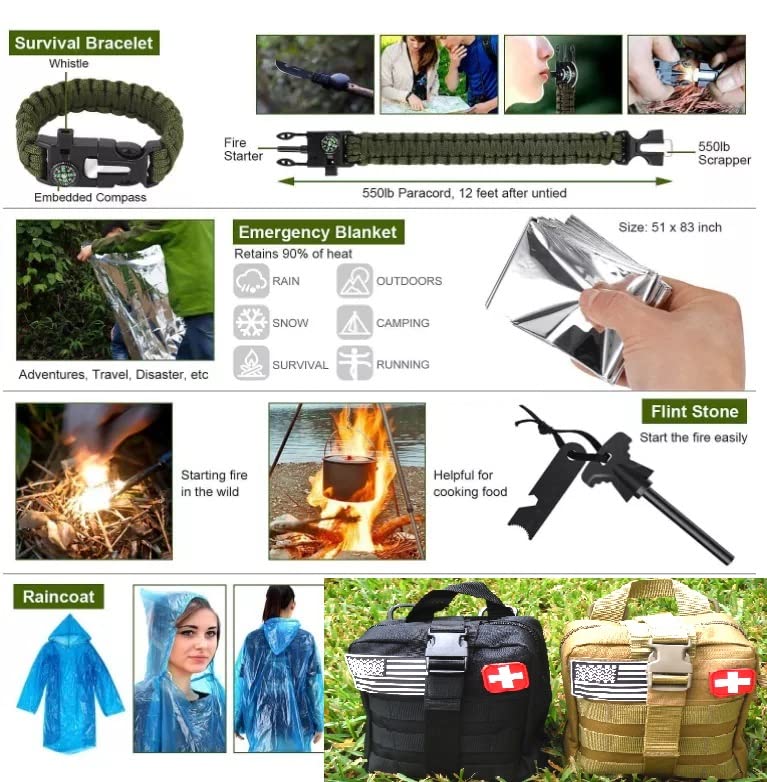 Galaxy 251 Pcs First Aid Kits for Survival Emergency Trauma Military Tactical Medical Hunting Camping Hiking Fishing IFAK ...