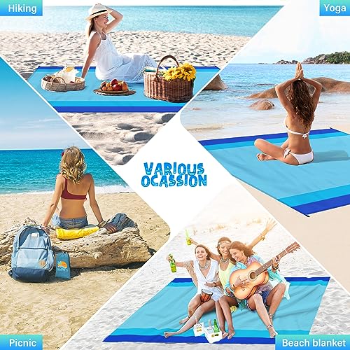 Aroveea Beach Blanket Waterproof Sandproof 1-7 Adult Oversized 78 '' × 81 '' Lightweight Durable Compact Sand Free Beach M...