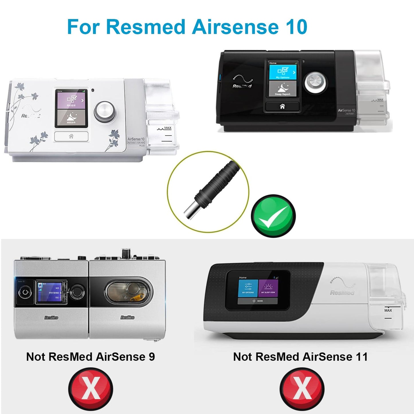 90W Car Charger Adapter for Resmed S10 Series CPAP ResMed Airsense 10 S10 AirCurve 10 Series Resmed S10 370001 37297 Rockpals 300W/500W Vehicle Power Supply