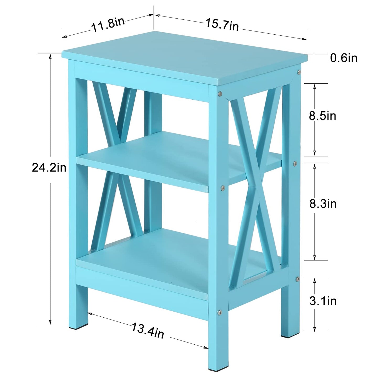 VECELO Modern Nightstands X-Design Side End Table Night Stand with Storage Shelf for Bedroom,Living Room,