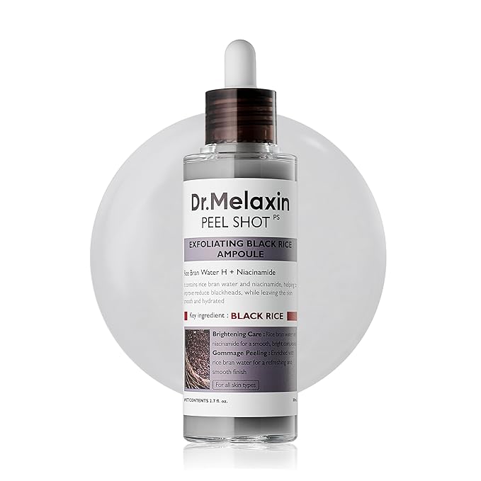 Dr.Melaxin Peel Shot Glow Rice Peeling Ampoule 80ml Daily Soft Exfoliating Face and Body Scrub Dead Skin Cells Blackhead Remover for All Skin Types korean skin care