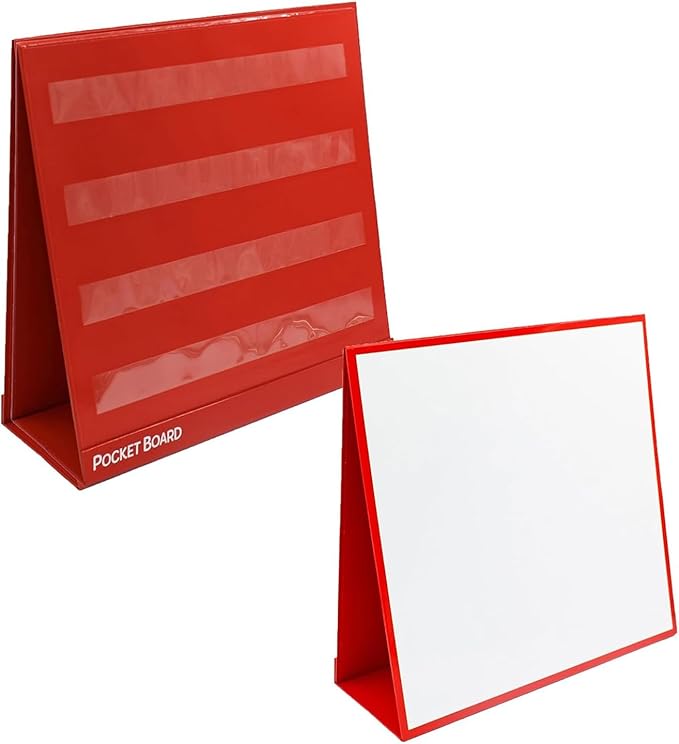Junior Learning Tabletop Desk Pocket Board Chart, Double Sided, Durable Foldable Stand, Easy to Use, Portable and Reusabl...
