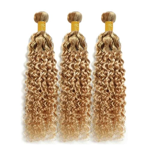 Giginger P27/613 Blonde Jerry Curly Human Hair Bundles 14 16 18 Inch Highlight Honey Blonde Jerry Curly Bundles 100% Unprocessed Raw Quick Weave Hair for Black Women