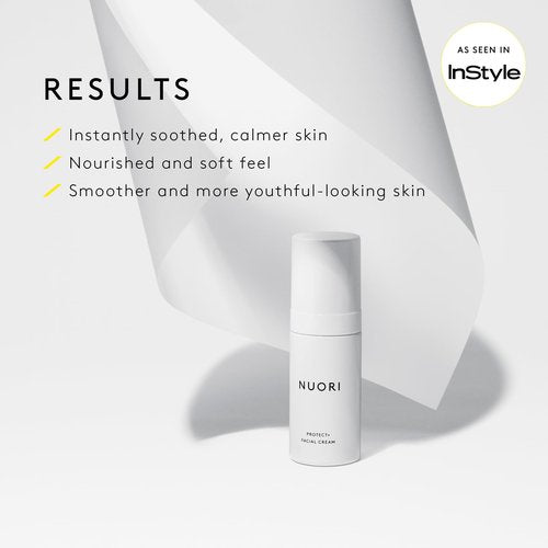 NUORI Protect + Facial Cream | For All Skin Types Including Hypersensitive Skin, All Natural, Fragrance Free, 30 ml / 1 fl oz