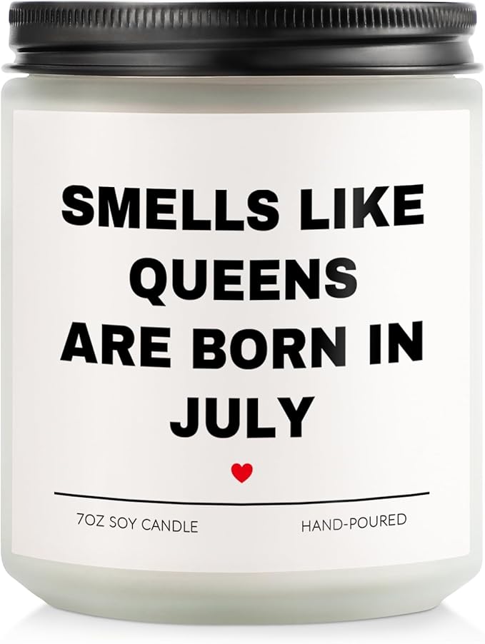 July Birthday Gifts for Women, Queens are Born in July Candle, 30th 40th 50th 60th Happy Bday Gift Idea for Girl Female Sister Mom Aunt Friend from Daughter Son Child Husband,7 OZ