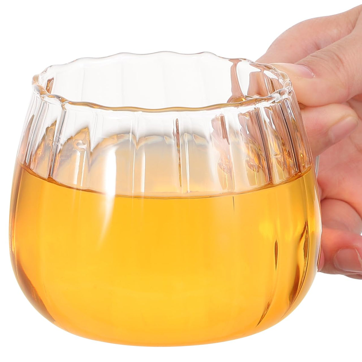 UPKOCH 4 Pcs Glass Pumpkin Cups-The Office Decor Drink Garnish Juice Glass-Beverage Glass Cup,Tea/Water/Soda Glass Cup,Creative Coffee Mug for Milk,Household Soup Cup