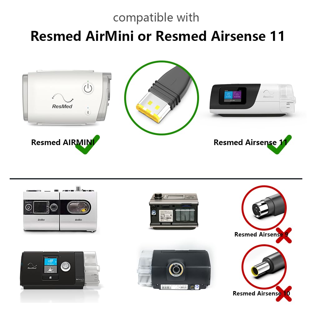 CASIMY DC 24V Power Cord Compatible with ResMed Airsense 11 Airmini CPAP Compatible with MAXOAK K5 K6 Medistrom Pilot-24 Lite Power Bank Battery Power Station, 5.5 * 2.5mm/2.1mm DC Charging Cable